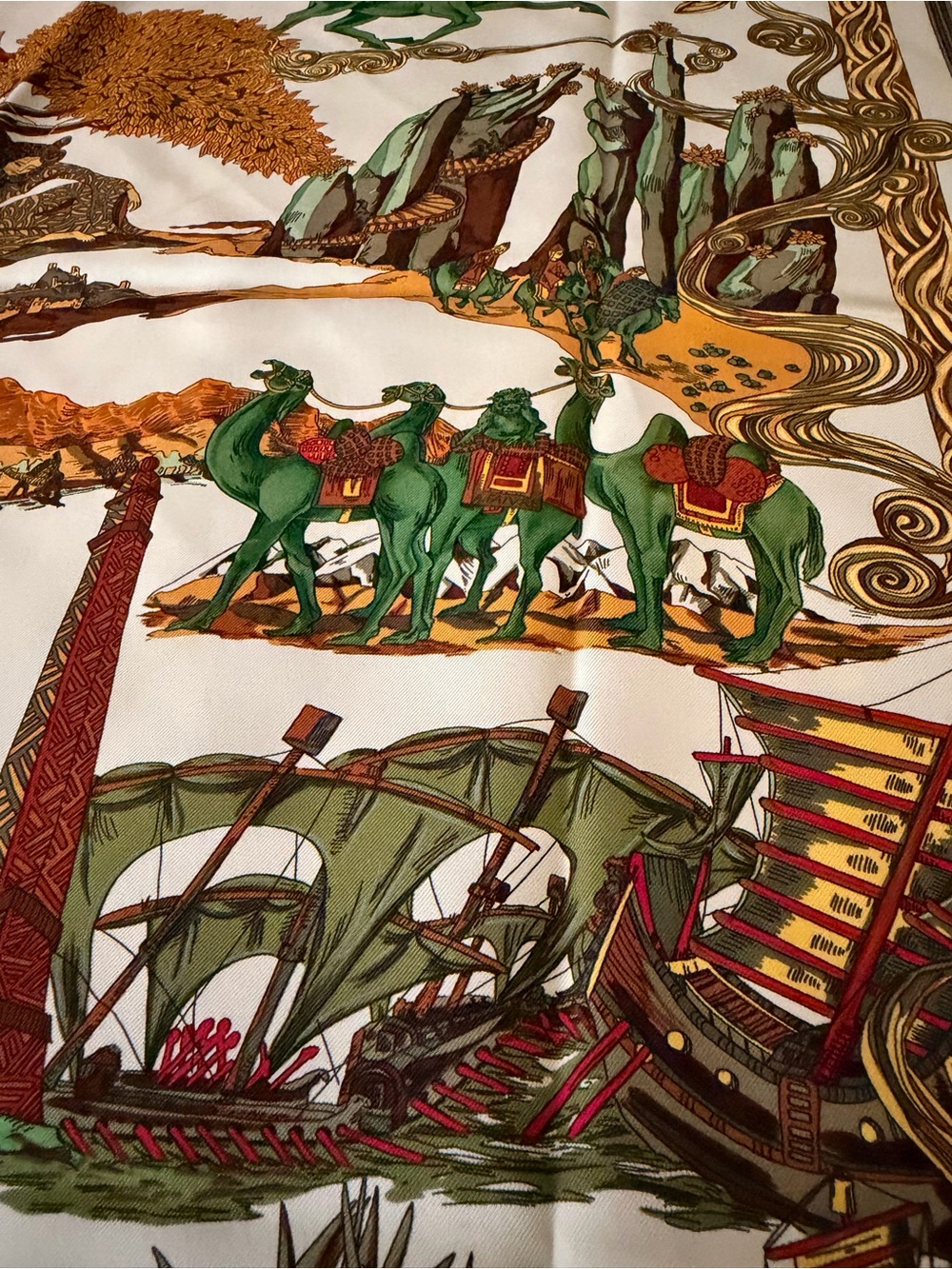Hermes Scarf in Light Blue and White - Picture 8 of 15